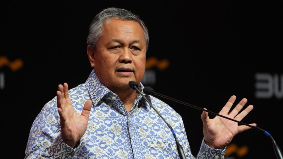 Perry Warjiyo, governor of Bank Indonesia, speaks during the Mandiri Investment Forum in Jakarta, Indonesia, on Wednesday, Feb. 1, 2023. The annual investment forum co-hosted by Bank Mandiri and Mandiri Sekuritas will continue through Feb. 2. Photographer: Dimas Ardian/Bloomberg via Getty Images