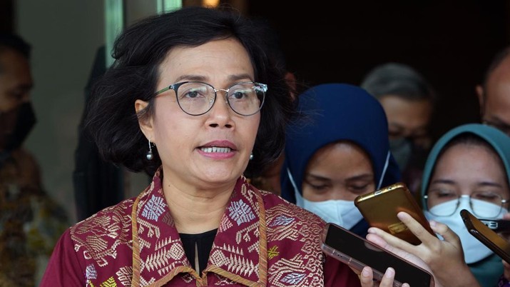 Menteri Keuangan Sri Mulyani di acara Mandiri Investment Forum 2023, Rabu 1/2/2023. Menteri Keuangan Sri Mulyani di acara Mandiri Investment Forum 2023, Rabu 1/2/2023. (Dimas Ardian/Bloomberg via Getty Images)