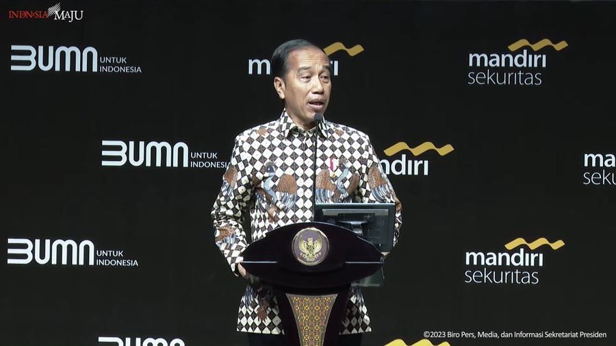 Presiden Joko Widodo sebagai pembicara kunci dalam acara Mandiri Investment Forum, 1 Februari 2023. (Tangkapan Layar Youtube Sekretariat Presiden)