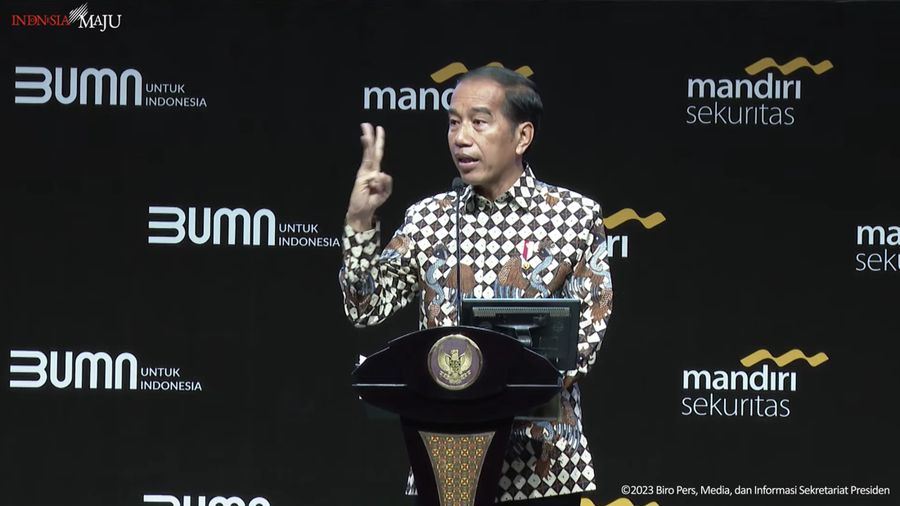 Presiden Joko Widodo sebagai pembicara kunci dalam acara Mandiri Investment Forum, 1 Februari 2023. (Tangkapan Layar Youtube Sekretariat Presiden)