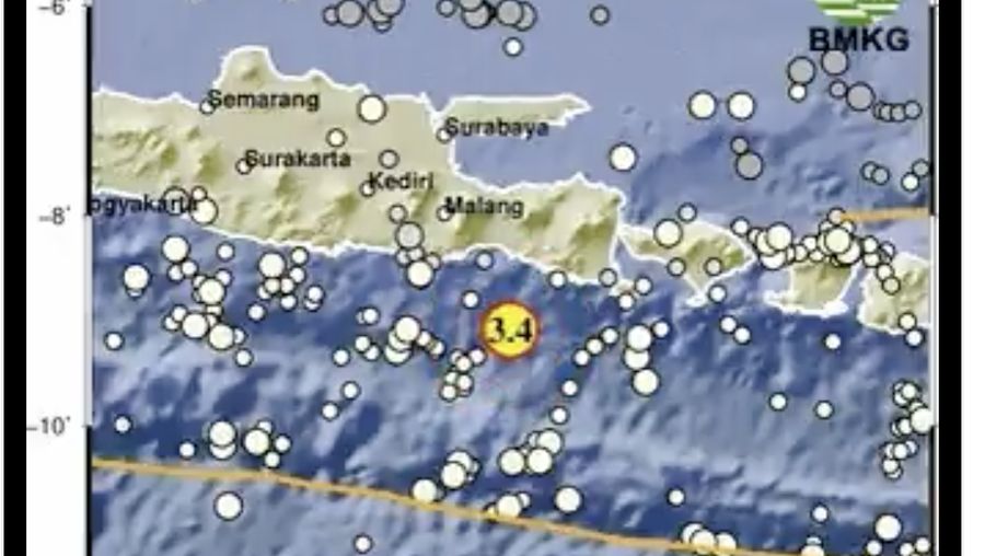 Gempa Guncang JEMBER-JATIM dengan Mag:3.4. (Twitter @infoBMKG)