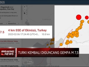 Gempa Kembali Guncang Turki, Skala M 7,5 & 1.300 Lebih Tewas