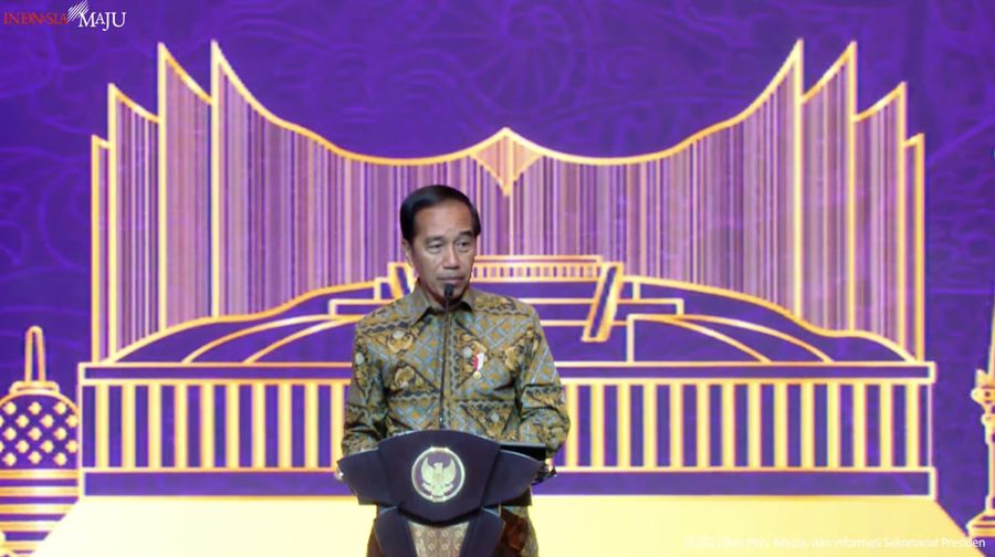 Presiden Jokowi pada Pertemuan Industri Jasa Keuangan, Jakarta, Senin (6/2/2023). (Tangkapan layar Setpres RI)