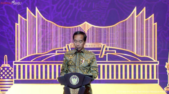 Presiden Jokowi pada Pertemuan Industri Jasa Keuangan, Jakarta, Senin (6/2/2023). (Tangkapan layar Setpres RI) Presiden Jokowi pada Pertemuan Industri Jasa Keuangan, Jakarta, Senin (6/2/2023). (Tangkapan layar Setpres RI)