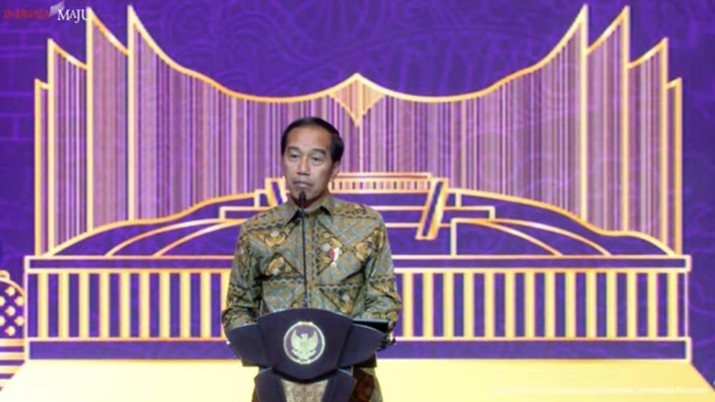 Presiden Jokowi pada Pertemuan Industri Jasa Keuangan, Jakarta, Senin (6/2/2023). (Tangkapan layar Setpres RI) Presiden Jokowi pada Pertemuan Industri Jasa Keuangan, Jakarta, Senin (6/2/2023). (Tangkapan layar Setpres RI)