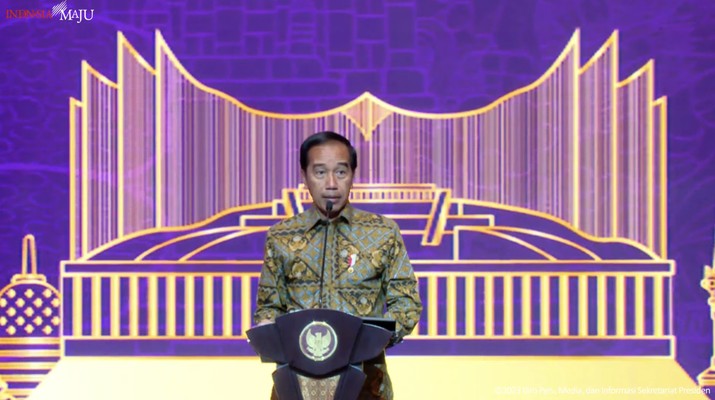 Presiden Jokowi pada Pertemuan Industri Jasa Keuangan, Jakarta, Senin (6/2/2023). (Tangkapan layar Setpres RI) Presiden Jokowi pada Pertemuan Industri Jasa Keuangan, Jakarta, Senin (6/2/2023). (Tangkapan layar Setpres RI)