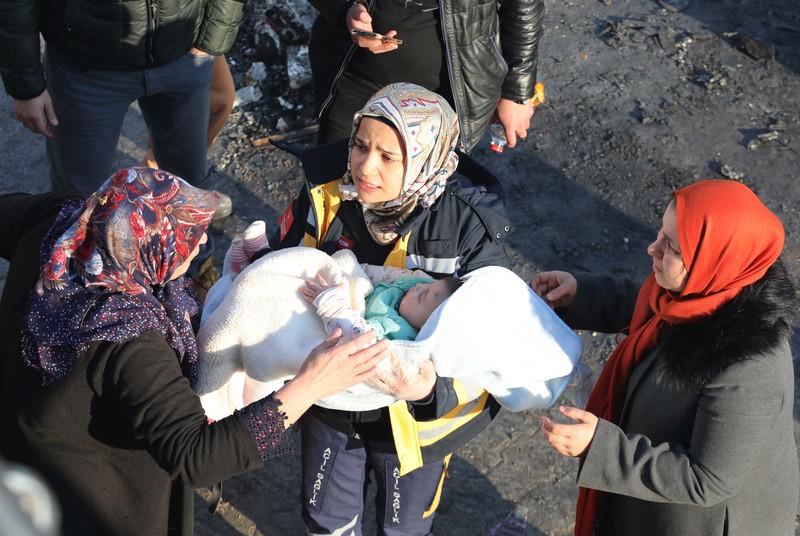 Hulya Yilmaz dan bayinya Ayse Vera diselamatkan di bawah puing-puing bangunan yang runtuh setelah 29 jam gempa berkekuatan 7,7 dan 7,6 melanda Hatay, Turkiye pada 7 Februari 2023. Hulya Yilmaz dan bayinya Ayse Vera diselamatkan di bawah puing-puing bangunan yang runtuh setelah 29 jam gempa berkekuatan 7,7 dan 7,6 melanda Hatay, Turkiye pada 7 Februari 2023. Senin dini hari, gempa berkekuatan 7,7, berpusat di distrik Pazarcik, mengguncang Kahramanmaras dan mengguncang beberapa provinsi dengan kuat, termasuk Gaziantep, Sanliurfa, Diyarbakir, Adana, Adiyaman, Malatya, Osmaniye, Hatay, dan Kilis. Kemudian, pada pukul 13.24. (1024GMT), gempa berkekuatan 7,6 yang berpusat di distrik Elbistan Kahramanmaras melanda wilayah tersebut. Turkiye mengumumkan 7 hari berkabung nasional setelah gempa bumi mematikan di provinsi selatan. (AytugCan Sencar/Anadolu Agency via Getty Images)