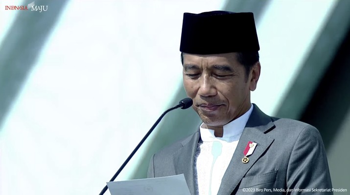 Sambutan Presiden Jokowi pada Resepsi Puncak Satu Abad NU, Sidoarjo, 7 Februari 2023 (Tangkapan layar youtube Setpres RI) Sambutan Presiden Jokowi pada Resepsi Puncak Satu Abad NU, Sidoarjo, 7 Februari 2023 (Tangkapan layar youtube Setpres RI)