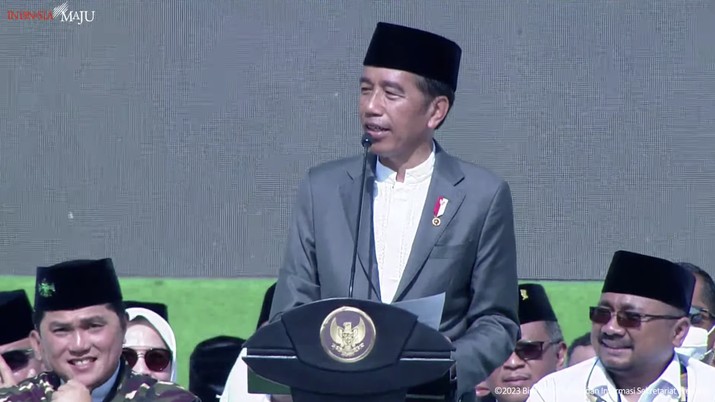Sambutan Presiden Jokowi pada Resepsi Puncak Satu Abad NU, Sidoarjo, 7 Februari 2023 (Tangkapan layar youtube Setpres RI) Sambutan Presiden Jokowi pada Resepsi Puncak Satu Abad NU, Sidoarjo, 7 Februari 2023 (Tangkapan layar youtube Setpres RI)