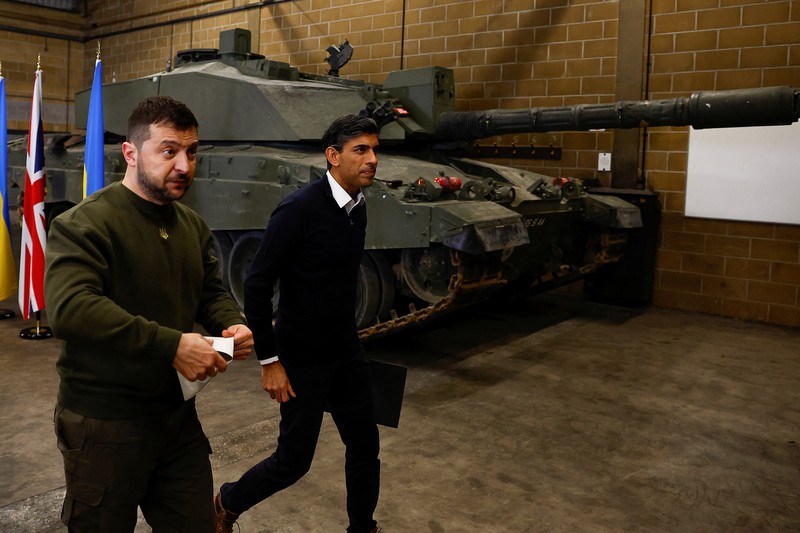 Perdana Menteri Inggris Rishi Sunak menjamu Presiden Ukraina, Volodymyr Zelensky di Downing Street nomor 10 pada 8 Februari 2023 di London, Inggris, Inggris. (Getty Images/WPA Pool) Perdana Menteri Inggris Rishi Sunak menjamu Presiden Ukraina, Volodymyr Zelensky di Downing Street nomor 10 pada 8 Februari 2023 di London, Inggris, Inggris. (Getty Images/WPA Pool)