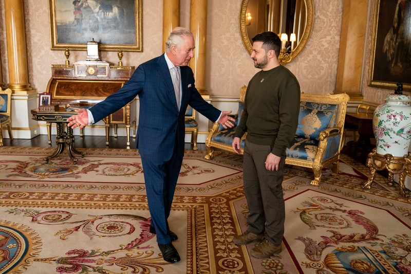 Perdana Menteri Inggris Rishi Sunak menjamu Presiden Ukraina, Volodymyr Zelensky di Downing Street nomor 10 pada 8 Februari 2023 di London, Inggris, Inggris. (Getty Images/WPA Pool)