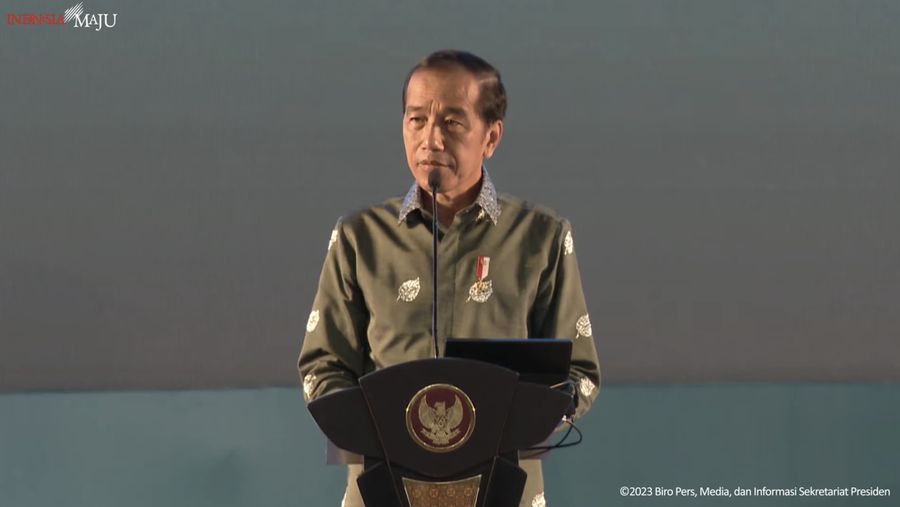 Sambutan Presiden Jokowi pada Puncak Peringatan Hari Pers Nasional Tahun 2023, 9 Feb 2023. (Tangkapan layar youtube Setpres RI)