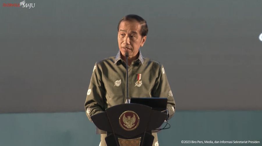 Sambutan Presiden Jokowi pada Puncak Peringatan Hari Pers Nasional Tahun 2023, 9 Feb 2023. (Tangkapan layar youtube Setpres RI)
