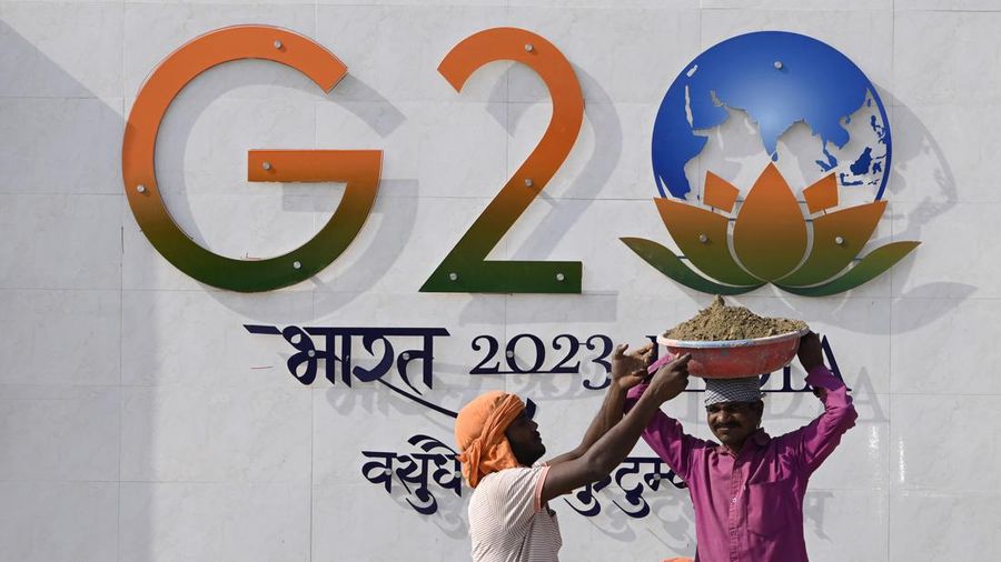 Ilustrasi G20 di India. (Hindustan Times via Getty Images)