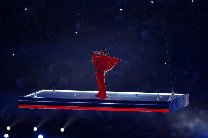 1465428347 GLENDALE, ARIZONA - FEBRUARY 12: Rihanna performs onstage during the Apple Music Super Bowl LVII Halftime Show at State Farm Stadium on February 12, 2023 in Glendale, Arizona. (Photo by Gregory Shamus/Getty Images)