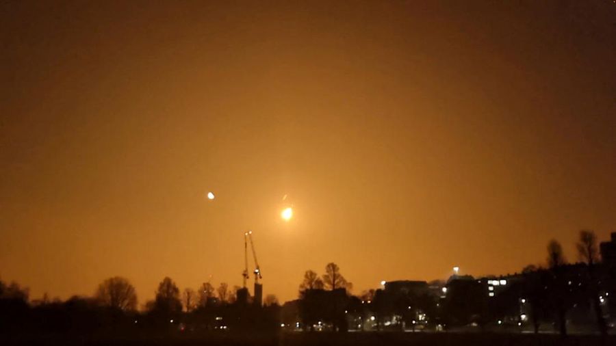 A view of a small asteroid passing through Earth's atmosphere in Brighton, Britain February 13, 2023 in this screen grab obtained from a social media video. Twitter/@KadeFlowers/via REUTERS)
