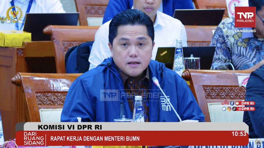 Komisi VI DPR RI Rapat Kerja dengan Menteri BUMN Republik Indonesia Erick Thohir. (Tangkapan Layar Youtube Komisi VI DPR RI Channel)