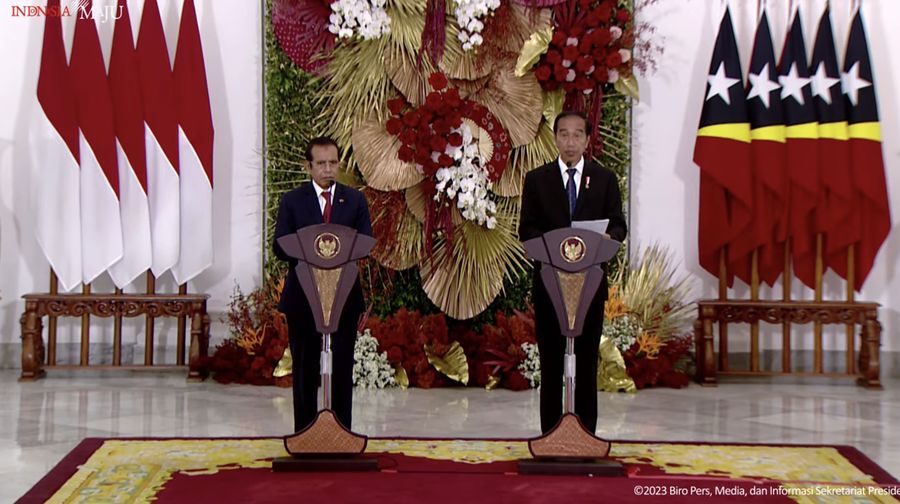 Upacara Penyambutan Kunjungan Resmi PM Republik Demokratik Timor-Leste,Istana Bogor,13 Feb 2023. (Tangkapan Layar Youtube Sekretariat Presiden)