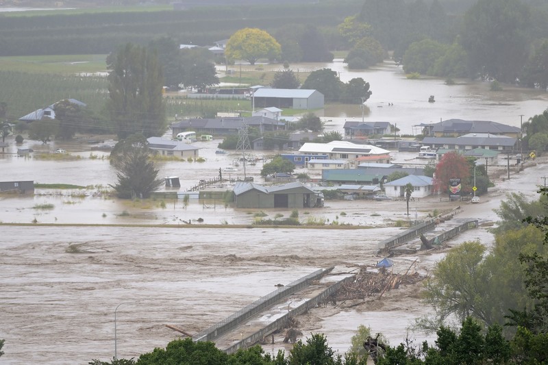 1465708074 NAPIER, NEW ZEALAND - FEBRUARY 14: The Waiohiki Bridge is washed away on February 14, 2023 in Napier, New Zealand. New Zealand has declared a national state of emergency with flooding and landslides devastating several communities. (Photo by Kerry Marshall/Getty Images)