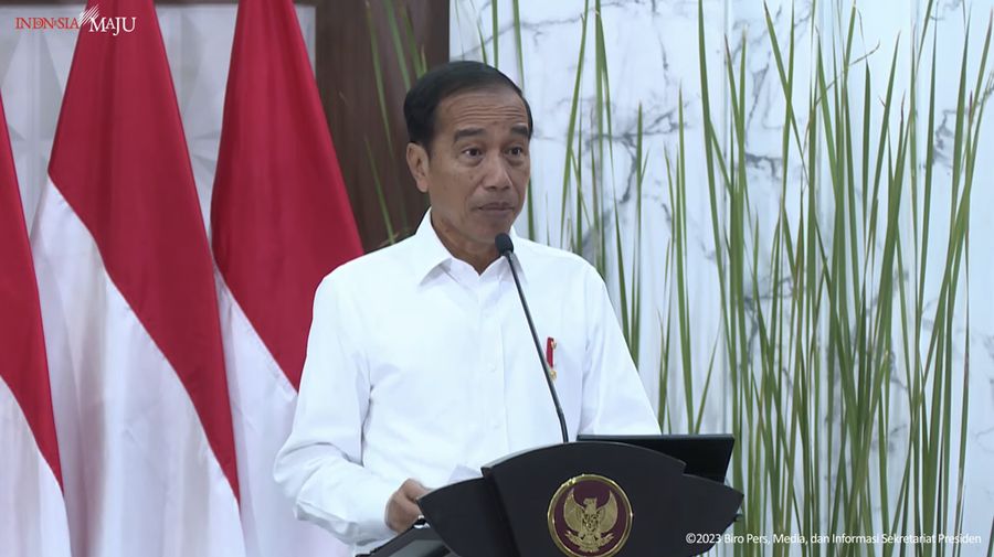 Sambutan Presiden Joko Widodo dalam Rapat Kerja BASARNAS dan Forum Koordinasi Potensi Pencarian dan Pertolongan (FKP3) Nasional pada (16/2/2023). (Tangkapan Layar Youtube Sekretariat Presiden)