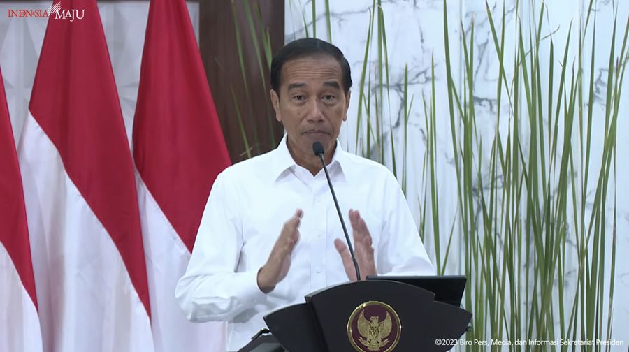 Sambutan Presiden Joko Widodo dalam Rapat Kerja BASARNAS dan Forum Koordinasi Potensi Pencarian dan Pertolongan (FKP3) Nasional pada (16/2/2023). (Tangkapan Layar Youtube Sekretariat Presiden)