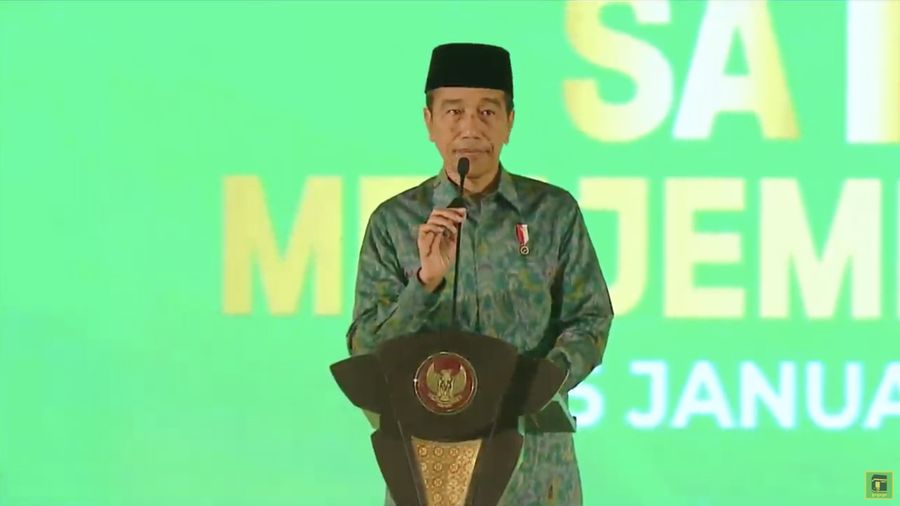 Presiden Joko Widodo dalam acara Puncak HARLAH PPP KE-50 dan Workshop Nasional DPR RI dan DPRD PPP. (Tangkapan Layar Youtube Petiga TV)