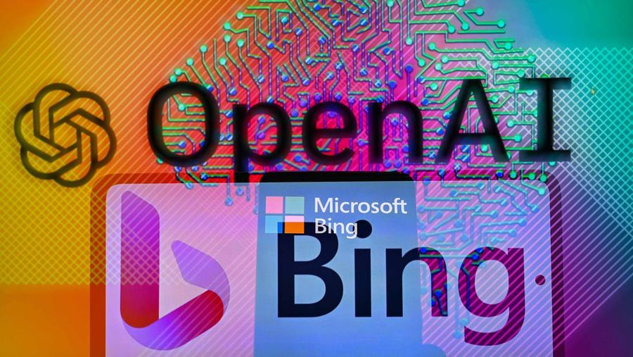 OpenAI  displayed on screen with Microsoft Bing double photo exposure on mobile, seen in this photo illustration. On 17 February 2023 in Brussels, Belgium.(Photo illustration by Jonathan Raa/NurPhoto via Getty Images)