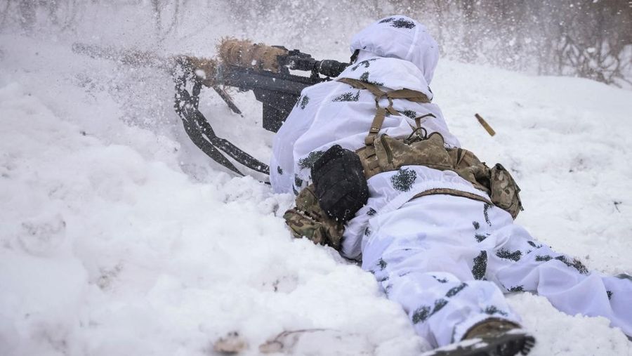 FILE PHOTO: An explosion is seen on a road outside the frontline town of Bakhmut, amid Russia's attack on Ukraine, in Donetsk region, Ukraine February 10, 2023. REUTERS/Yevhenii Zavhorodnii/File Photo