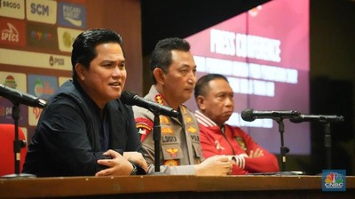 Konferensi pers PSSI dan Polri di Media Center SUGBK, Jakarta, Minggu (19/2/2023).