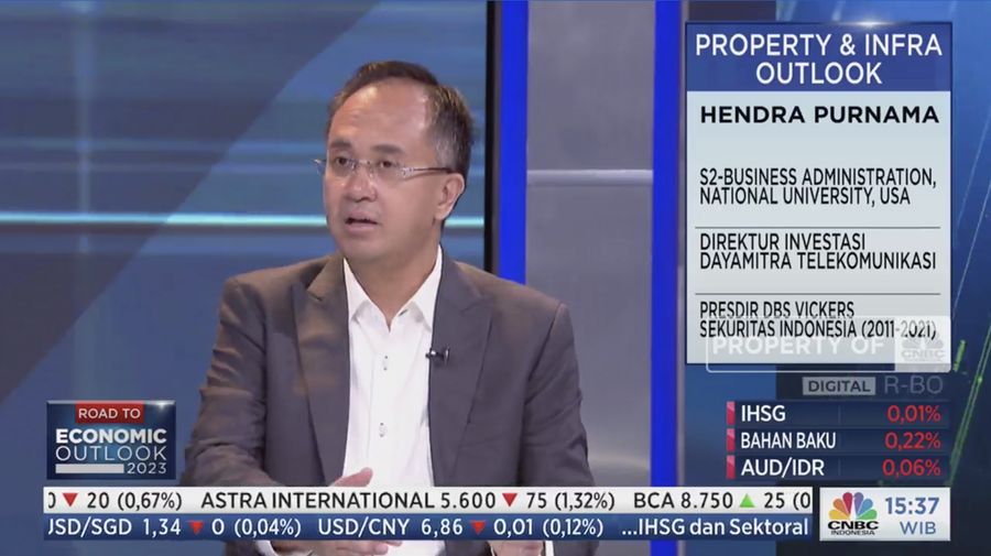 Direktur Investasi Mitratel Hendra Purnama, dalam Road to Economic Outlook CNBC Indonesia, Senin (20/2/2023). (Tangkapan Layar CNBC Indonesia TV)