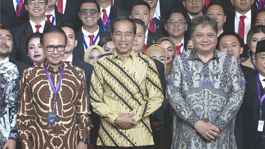 Presiden Jokowi dalam Pelantikan Badan Pengurus Pusat Himpunan Pengusaha Muda Indonesia Masa Bakti 2022-2025. (Tangkapan Layar Youtube HIPMI TV)