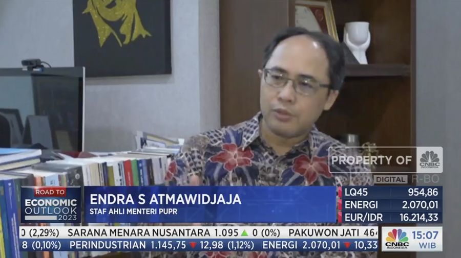 Staf Ahli Kementerian PUPR Endra S Atmawidjaja, dalam Road to Economic Outlook CNBC Indonesia, Senin (20/2/2023). (Tangkapan Layar CNBC Indonesia TV)