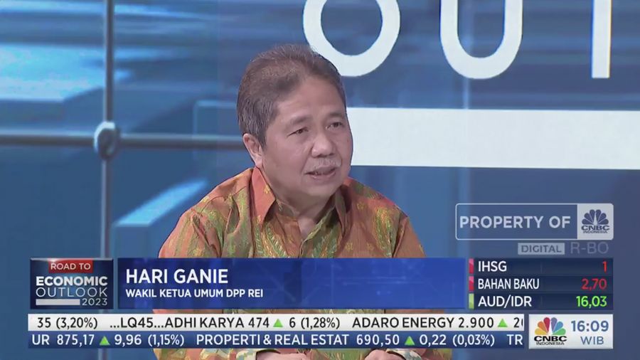 Wakil Ketua Umum DPP REI Hari Ganie, dalam Road to Economic Outlook CNBC Indonesia, Senin (20/2/2023). (Tangkapan Layar CNBC Indonesia TV)