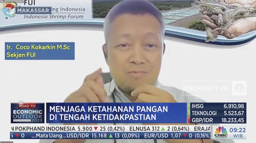 Sekjen Forum Udang Indonesia Coco Kokarkin, dalam acara Food Agri Outlook mengusung tema 