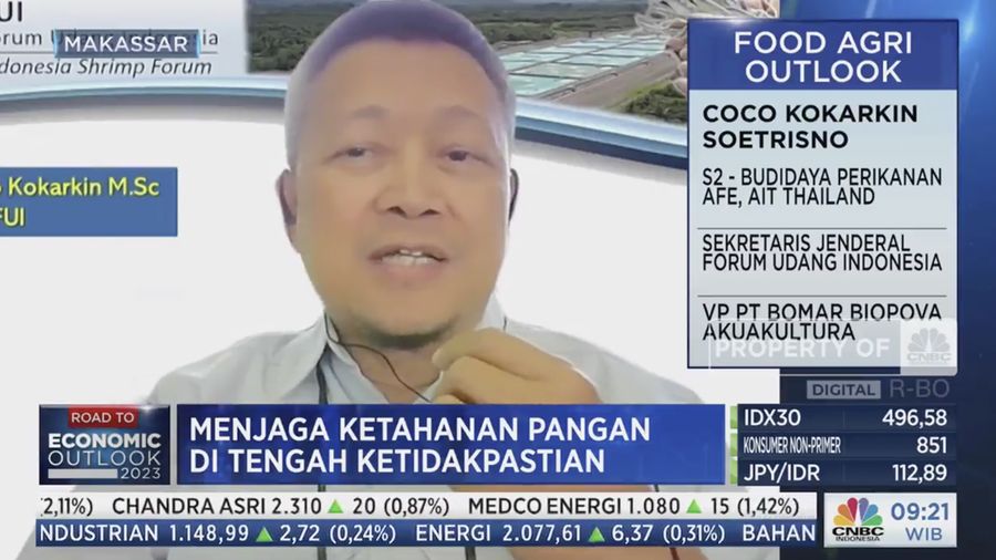 Sekjen Forum Udang Indonesia Coco Kokarkin, dalam acara Food Agri Outlook mengusung tema 