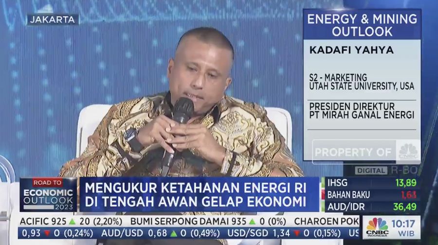 Presiden Direktur PT Mirah Ganal Energi Kadafi Yahya, dalam Energy & Mining Outlook 2023 mengusung tema