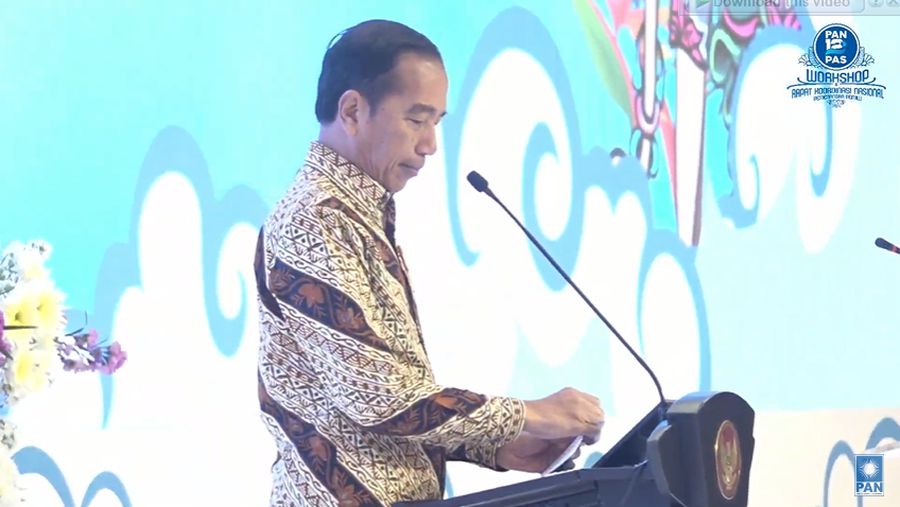 Presiden Jokowi saat pembukaan Workshop Nasional Partai Amanat Nasional (PAN) pada (26/2). (Tangkapan Layar Youtube PAN TV)