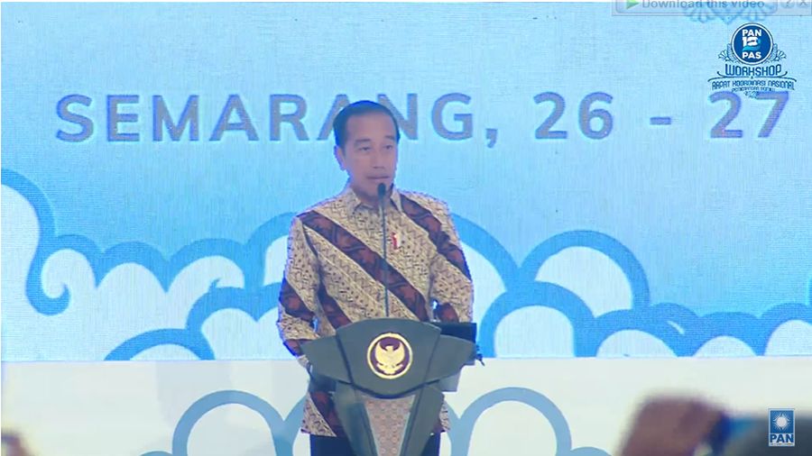 Presiden Jokowi saat pembukaan Workshop Nasional Partai Amanat Nasional (PAN) pada (26/2). (Tangkapan Layar Youtube PAN TV)