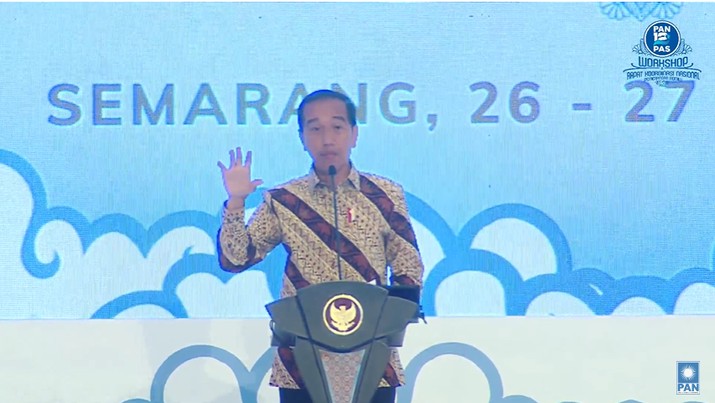 Presiden Jokowi saat pembukaan Workshop Nasional Partai Amanat Nasional (PAN) pada (26/2). Presiden Jokowi saat pembukaan Workshop Nasional Partai Amanat Nasional (PAN) pada (26/2). (Tangkapan Layar Youtube PAN TV)