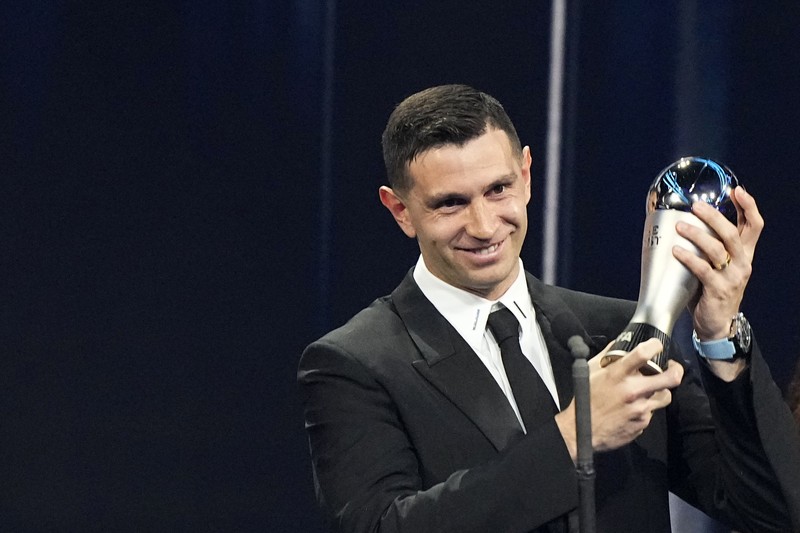 France Soccer FIFA Awards Argentina's Lionel Messi receives the Best FIFA Men's player award during the ceremony of the Best FIFA Football Awards in Paris, France, Monday, Feb. 27, 2023. (AP Photo/Michel Euler)
