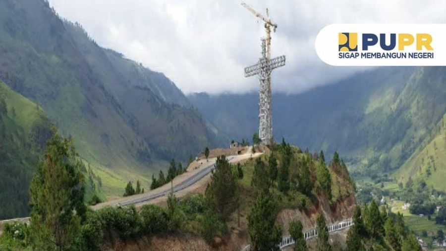 Pembangunan Objek Wisata Rohani Patung Yesus Kristus setinggi 61 meter di Bukit Sibea-bea Desa Janji Martahan Kecamatan Harian. (Samosirkab.go.id)