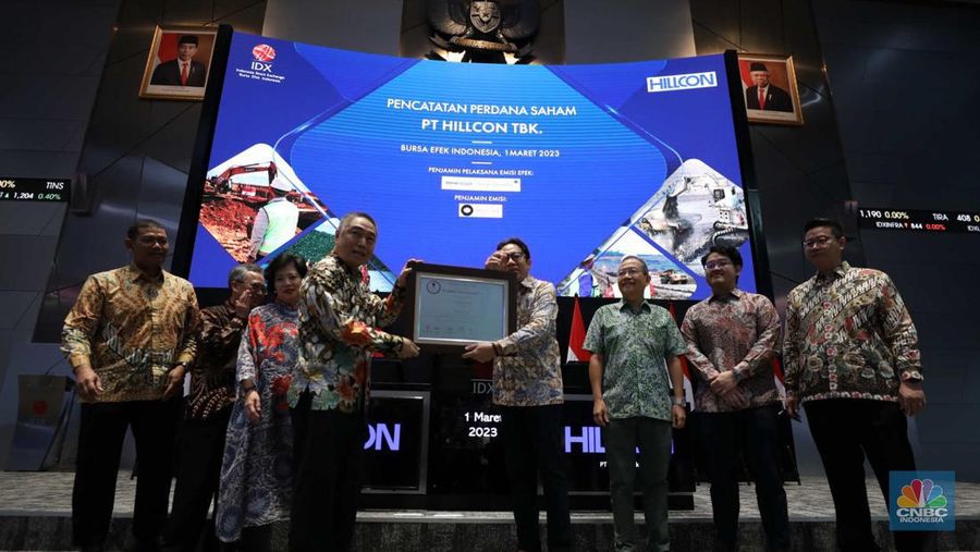 Emiten Kontraktor Tambang Nikel PT Hillcon Tbk (HILL) resmi melantai di bursa pada Rabu, (1/3/2023). Ketika dibuka, total nilai transaksinya mencapai Rp7,3 miliar. (վ/Tri Susilo)