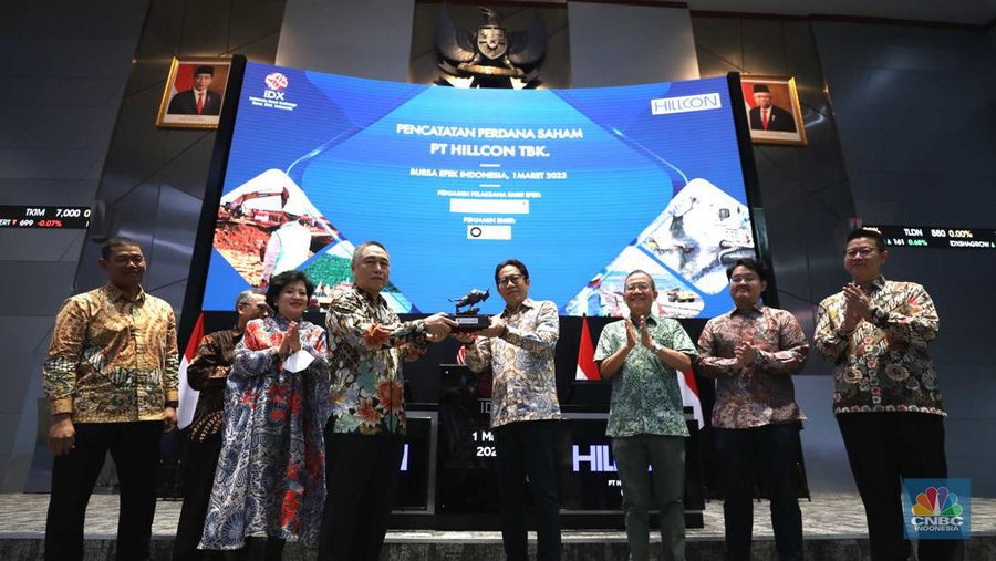 Emiten Kontraktor Tambang Nikel PT Hillcon Tbk (HILL) resmi melantai di bursa pada Rabu, (1/3/2023). Ketika dibuka, total nilai transaksinya mencapai Rp7,3 miliar. (վ/Tri Susilo)