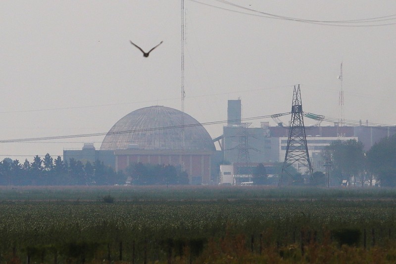 General view of Atucha I nuclear power plant during a blackout that included parts of the capital Buenos Aires, and the central regions of Santa Fe, Neuquen, Cordoba and Mendoza, according to a statement from the Energy secretariat, in Zarate, on the outskirts of Buenos Aires, Argentina, March 1, 2023. REUTERS/Matias Baglietto