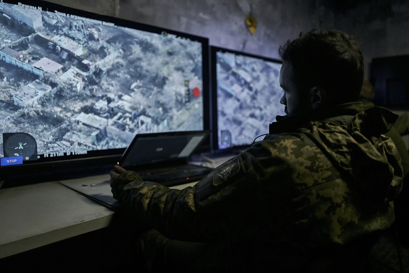 Russia Ukraine War A view of the town of Bakhmut, the site of the heaviest battles with the Russian troops, Donetsk region, Ukraine, Monday, Feb. 27, 2023. (AP Photo/Yevhen Titov)