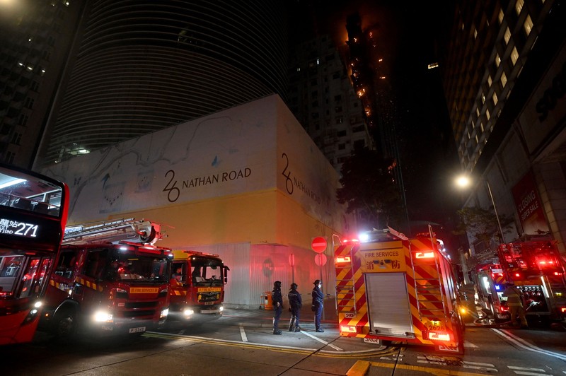 Kebakaran terjadi di gedung pencakar langit yang sedang dibangun di Hong Kong, China pada 2 Maret 2023. (AFP via Getty Images/PETER PARKS) Kebakaran terjadi di gedung pencakar langit yang sedang dibangun di Hong Kong, China pada 2 Maret 2023. (AFP via Getty Images/PETER PARKS)