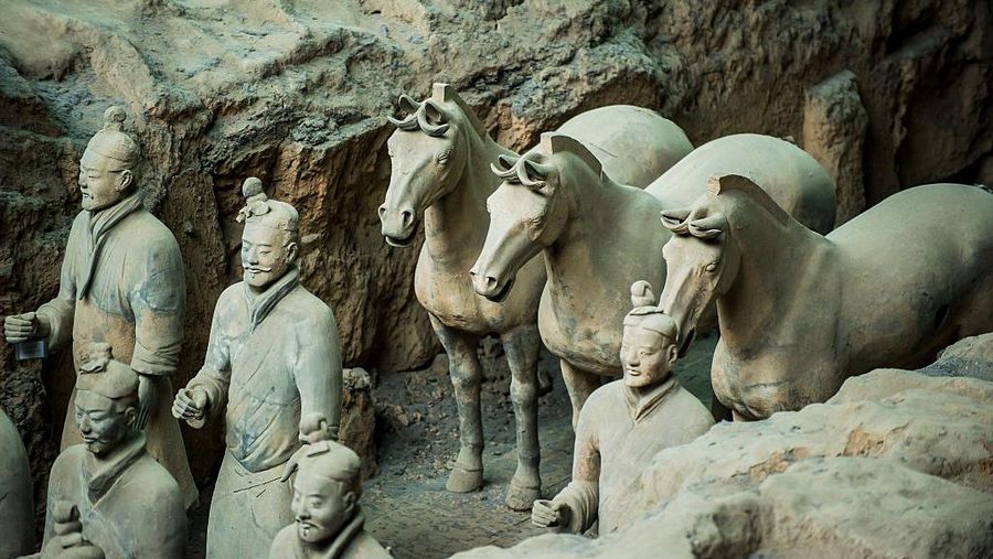 XIAN, CHINA - OCTOBER 06: Terracotta Army, a collection of terracotta sculptures depicting the armies of Emperor Qin Shi Huang, the first Emperor of China, on 06 October 2016, in Xian, Shaanxi, China. (Photo by studioEAST/Getty Images)