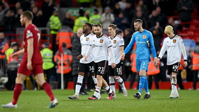 Manchester United Scott McTominay terlihat murung usai pertandingan Premier League di Anfield, Liverpool. Tanggal pengambilan gambar: Minggu 5 Maret 2023. (Peter Byrne/PA Images via Getty Images)