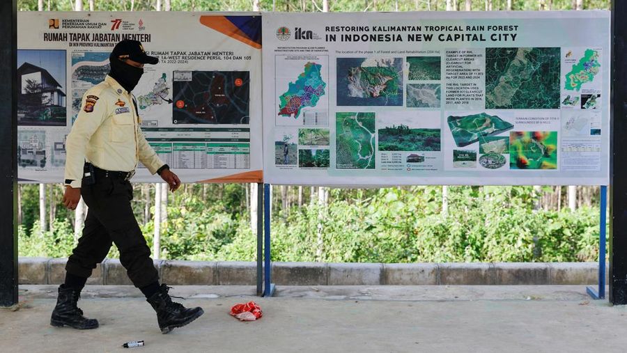 Progres pembangunan ibu kota baru Indonesia yang dikenal sebagai Ibu Kota Negara Nusantara (IKN). REUTERS/Willy Kurniawan