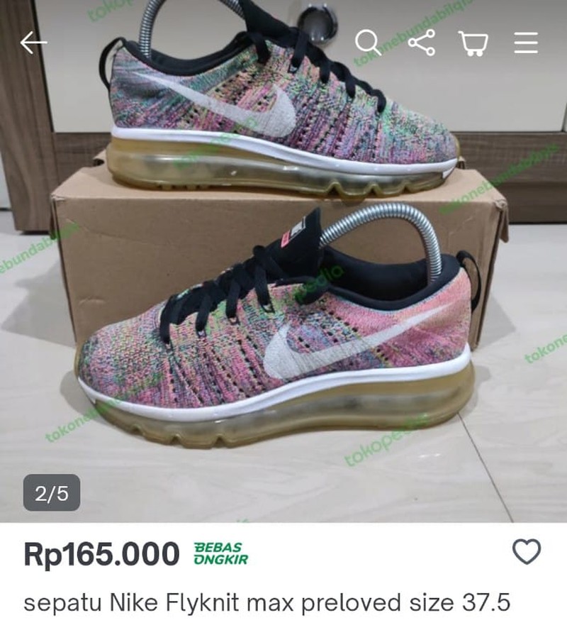 Sepatu branded impor bekas ramai dijual di media sosial, menyerang pasar Indonesia! (Tangkapan Layar Toko Online)